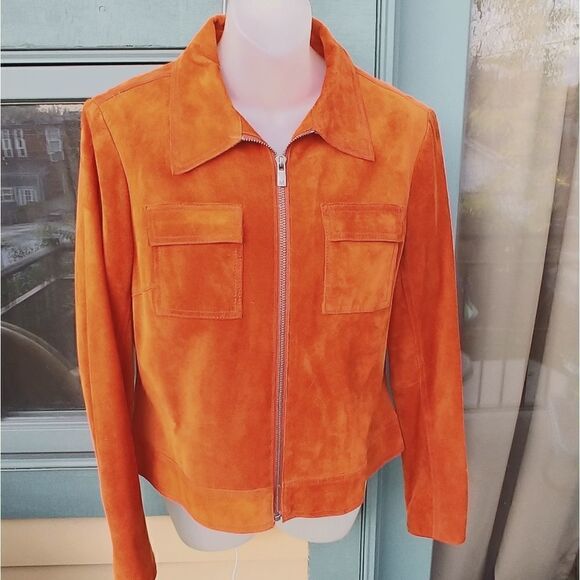 Michael Kors Orange Suede Jean Style Jacket - Picture 1 of 8